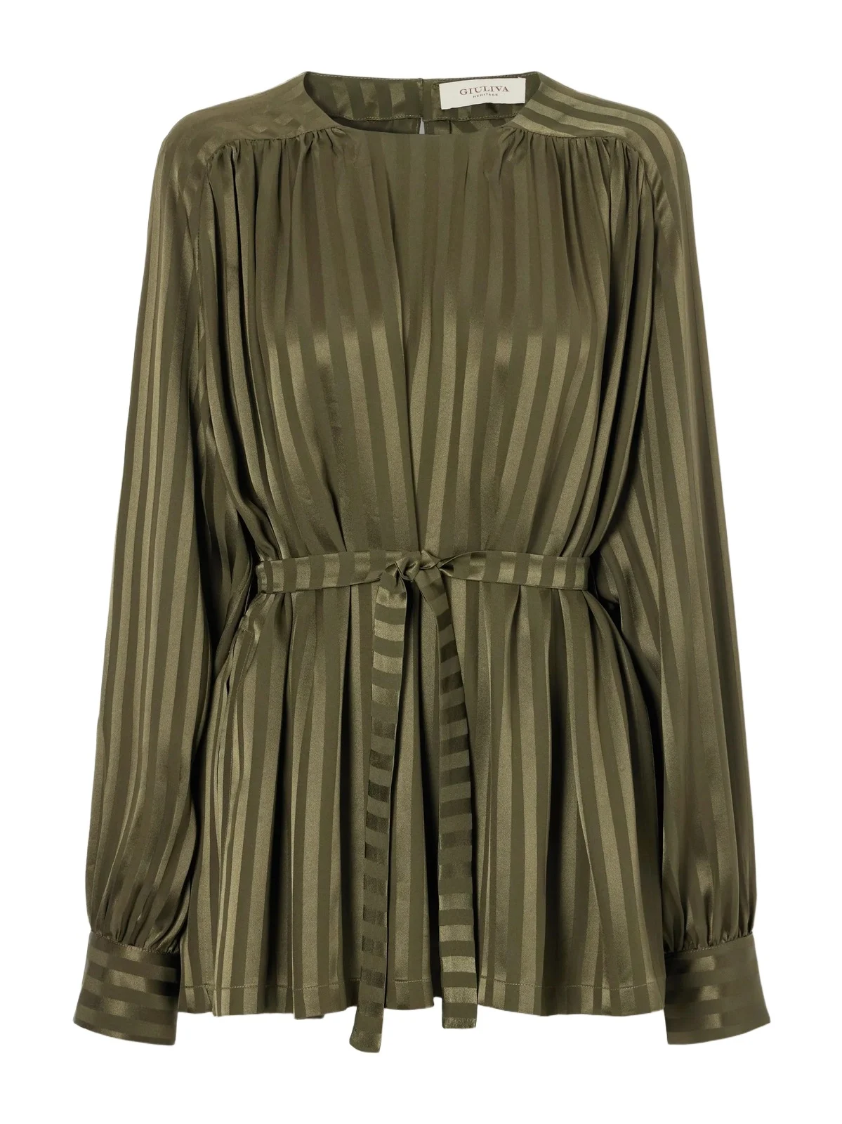 The Tea Tunic Belted Striped Silk-jacquard Blouse