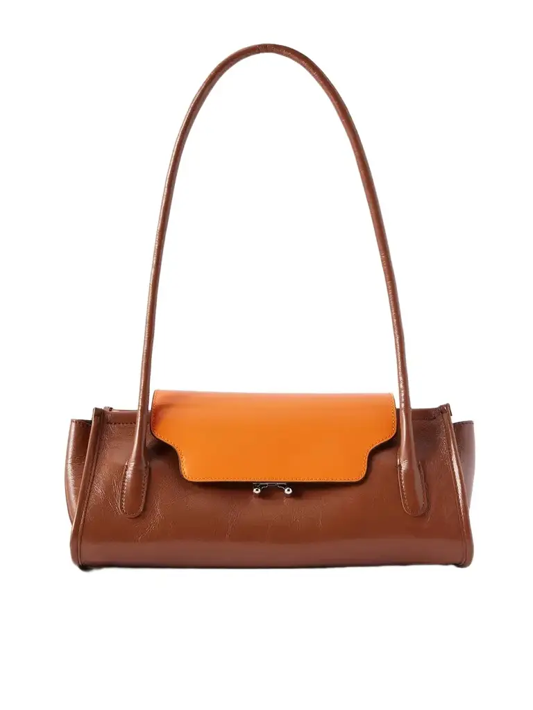Marni Trunkette Two-tone Crinkled Leather Shoulder Bag