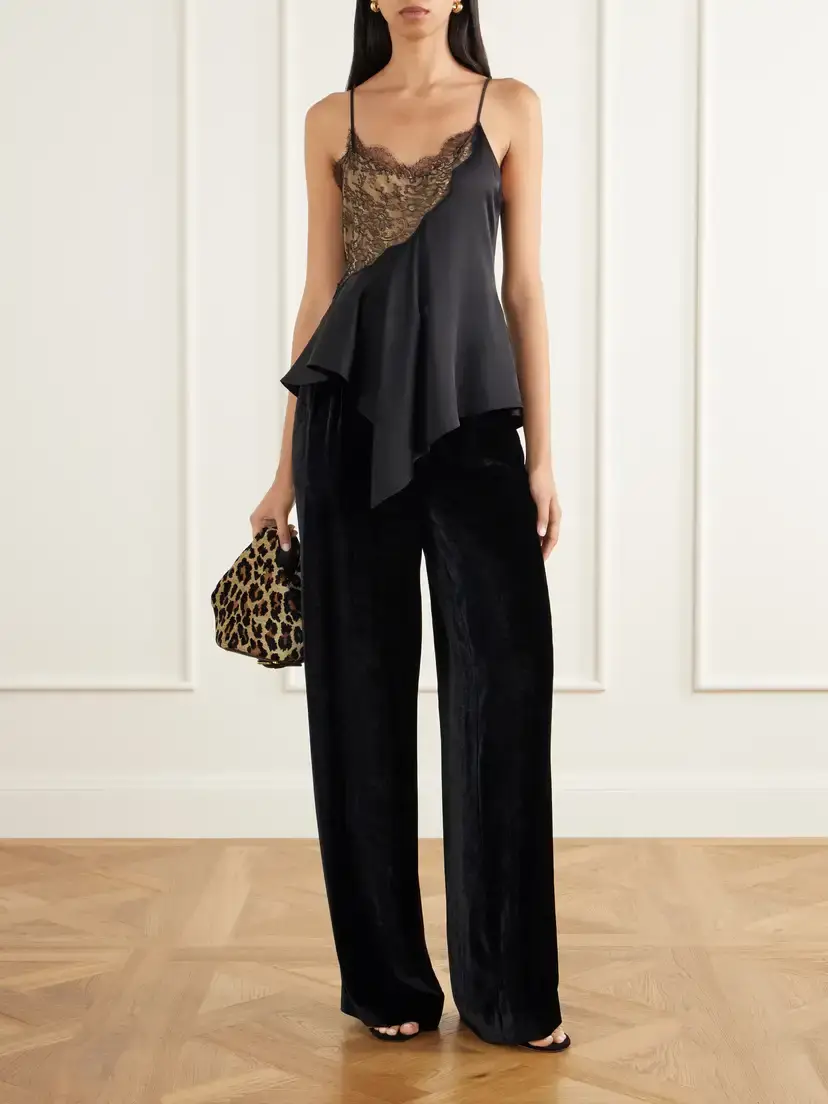 Stella McCartney Pleated Velvet Wide-leg Pants | Thumbnail 2 Stella McCartney Pleated Velvet Wide-leg Pants | Thumbnail 2