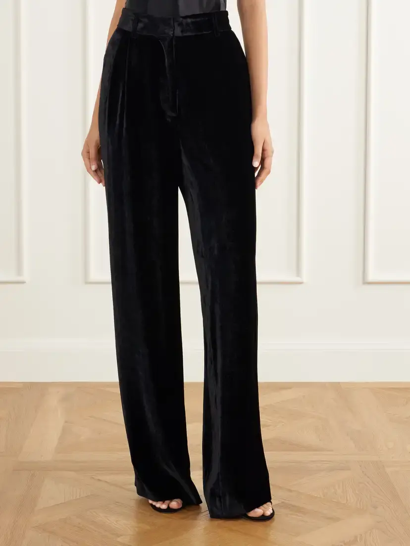 Stella McCartney Pleated Velvet Wide-leg Pants | Thumbnail 3 Stella McCartney Pleated Velvet Wide-leg Pants | Thumbnail 3
