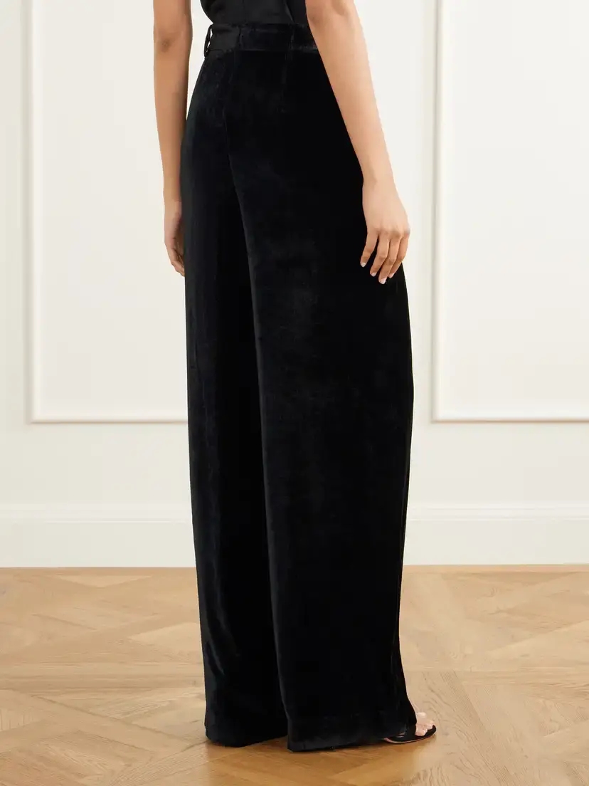 Stella McCartney Pleated Velvet Wide-leg Pants | Thumbnail 4 Stella McCartney Pleated Velvet Wide-leg Pants | Thumbnail 4