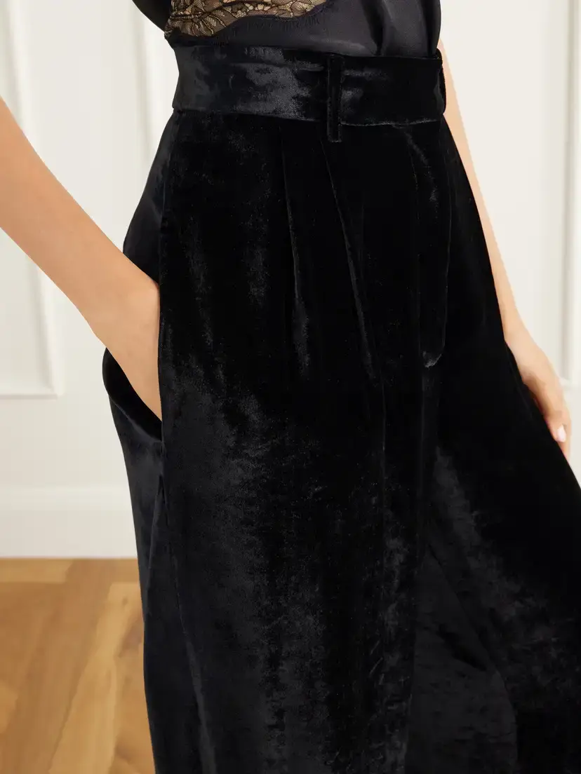Stella McCartney Pleated Velvet Wide-leg Pants | Thumbnail 5 Stella McCartney Pleated Velvet Wide-leg Pants | Thumbnail 5