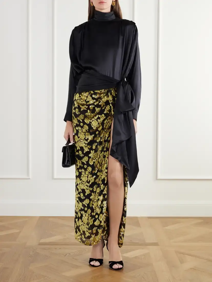 Balmain Gathered Devoré-velvet Maxi Skirt | Thumbnail 2 Balmain Gathered Devoré-velvet Maxi Skirt | Thumbnail 2