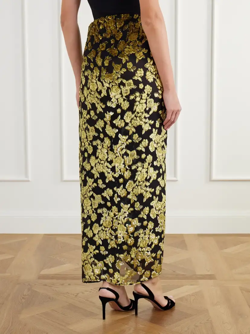 Balmain Gathered Devoré-velvet Maxi Skirt | Thumbnail 4 Balmain Gathered Devoré-velvet Maxi Skirt | Thumbnail 4