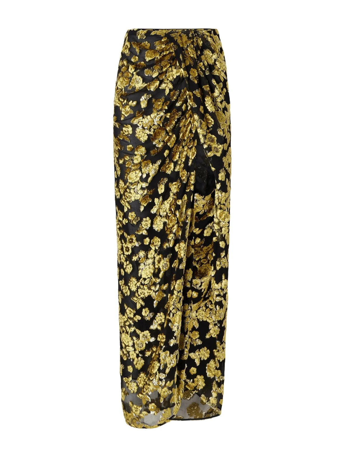 Balmain Draped Devoré-velvet Maxi Skirt