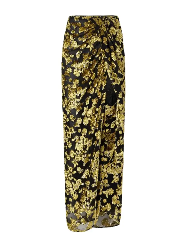 Gathered Devoré-velvet Maxi Skirt Gathered Devoré-velvet Maxi Skirt