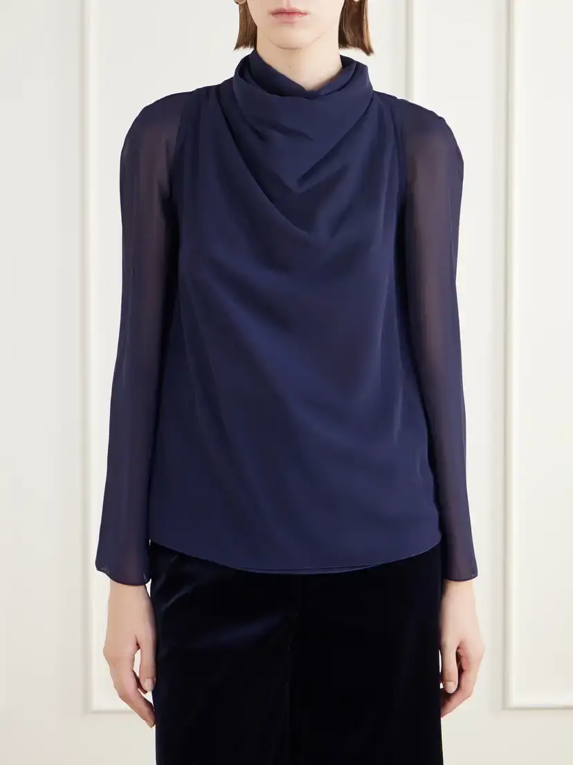 Altuzarra Cara Draped Georgette Blouse | Thumbnail 3 Altuzarra Cara Draped Georgette Blouse | Thumbnail 3