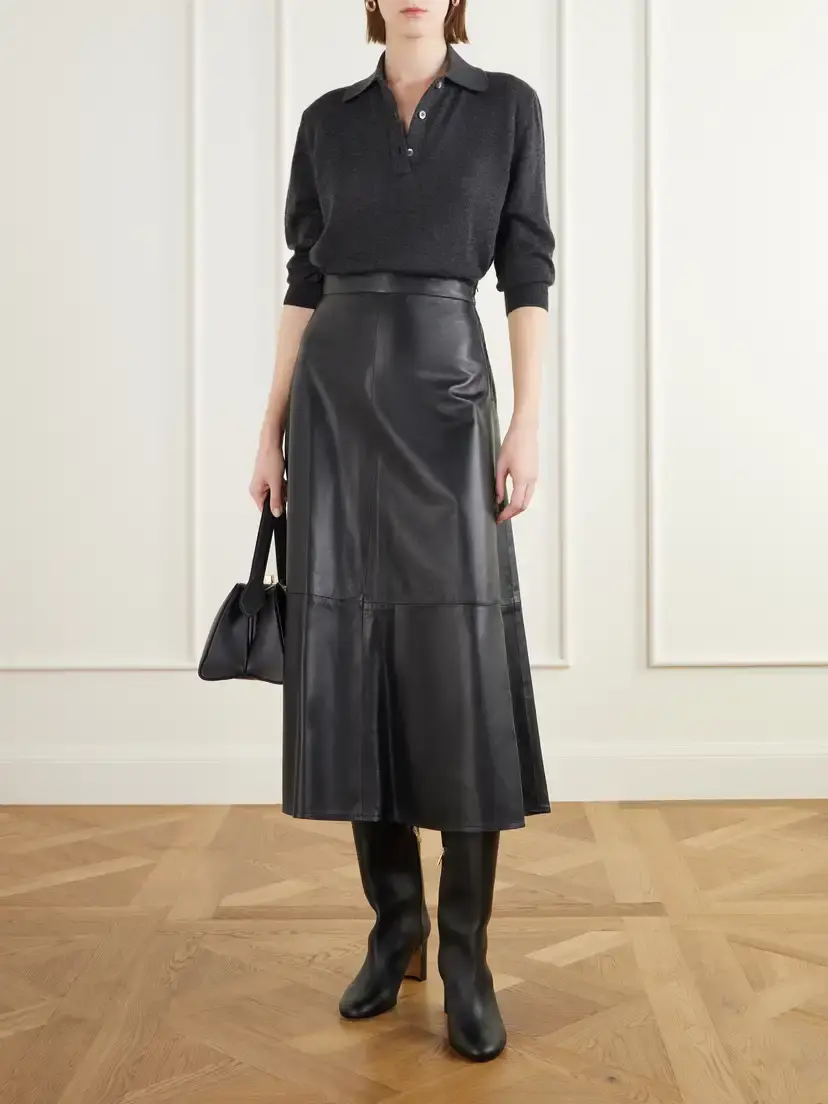 Giuliva Heritage The Ada Paneled Leather Midi Skirt | Thumbnail 2 Giuliva Heritage The Ada Paneled Leather Midi Skirt | Thumbnail 2