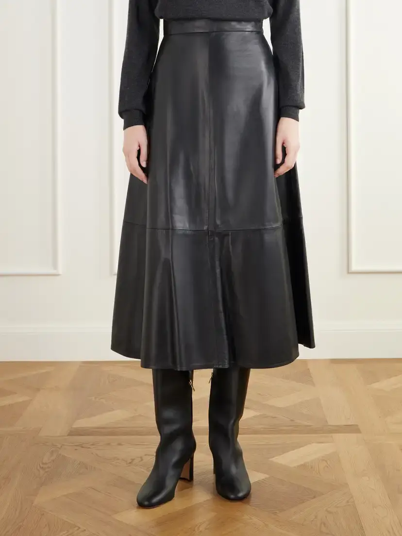Giuliva Heritage The Ada Paneled Leather Midi Skirt | Thumbnail 3 Giuliva Heritage The Ada Paneled Leather Midi Skirt | Thumbnail 3