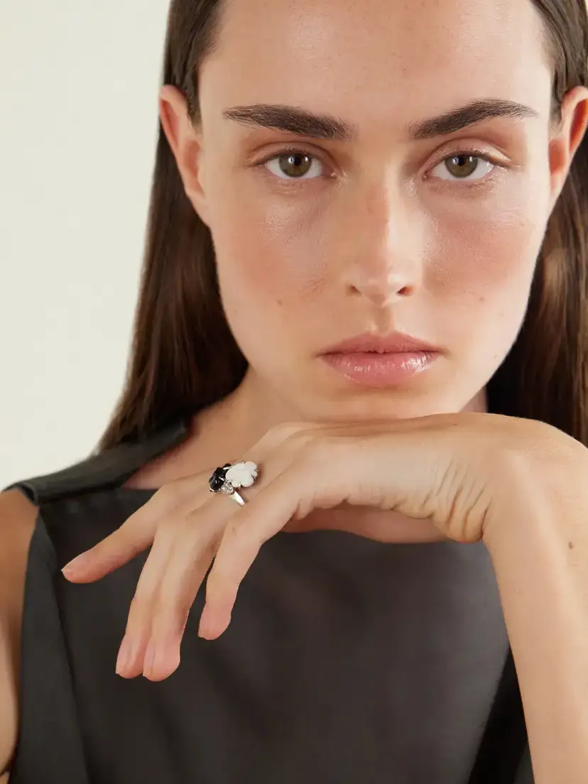 Stephanie Windsor + Chanel Vintage 1990s Camelia 18-karat Gold, Diamond And Ceramic Ring | Thumbnail 2 Stephanie Windsor + Chanel Vintage 1990s Camelia 18-karat Gold, Diamond And Ceramic Ring | Thumbnail 2