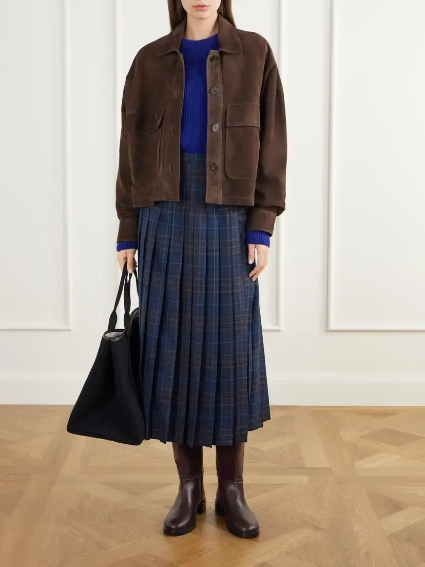 Burberry Elydia Belted Pleated Checked Wool-blend Twill Midi Skirt | Thumbnail 2 Burberry Elydia Belted Pleated Checked Wool-blend Twill Midi Skirt | Thumbnail 2