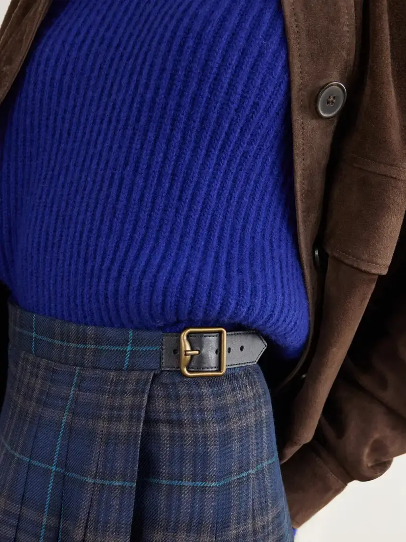 Burberry Elydia Belted Pleated Checked Wool-blend Twill Midi Skirt | Thumbnail 5 Burberry Elydia Belted Pleated Checked Wool-blend Twill Midi Skirt | Thumbnail 5
