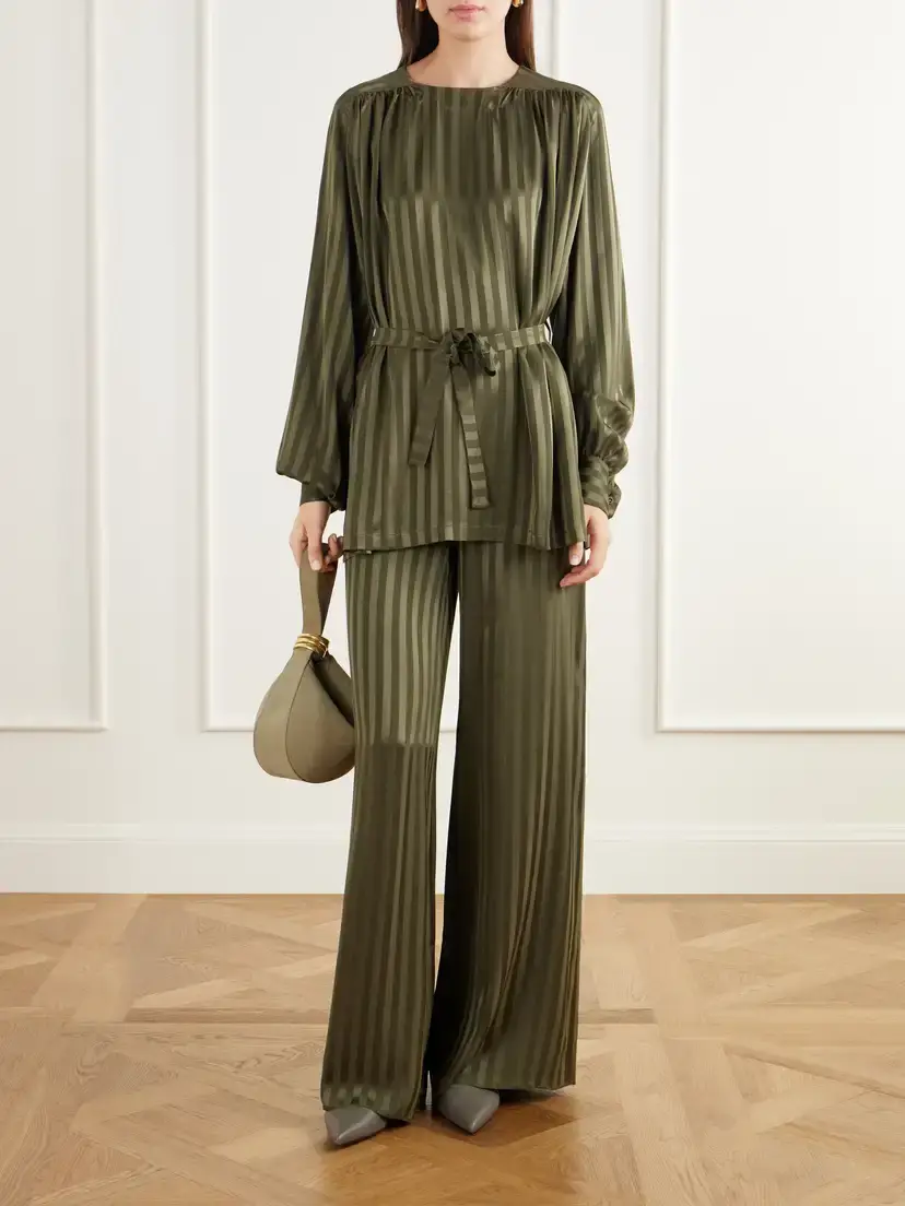 Giuliva Heritage The Amanda Striped Silk-jacquard Wide-leg Pants | Thumbnail 2 Giuliva Heritage The Amanda Striped Silk-jacquard Wide-leg Pants | Thumbnail 2