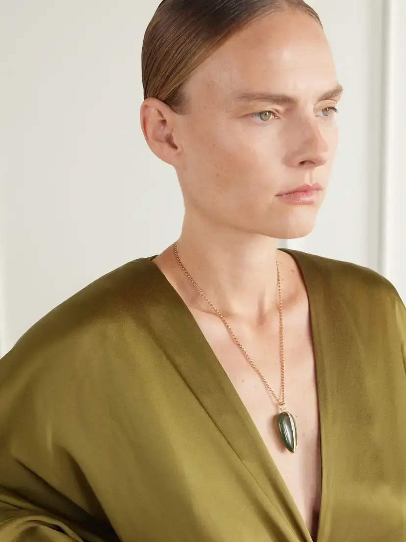 By Pariah Xl Pebble 14-karat Recycled Gold, Diamond And Agate Pendant - Green | Thumbnail 2 By Pariah Xl Pebble 14-karat Recycled Gold, Diamond And Agate Pendant - Green | Thumbnail 2