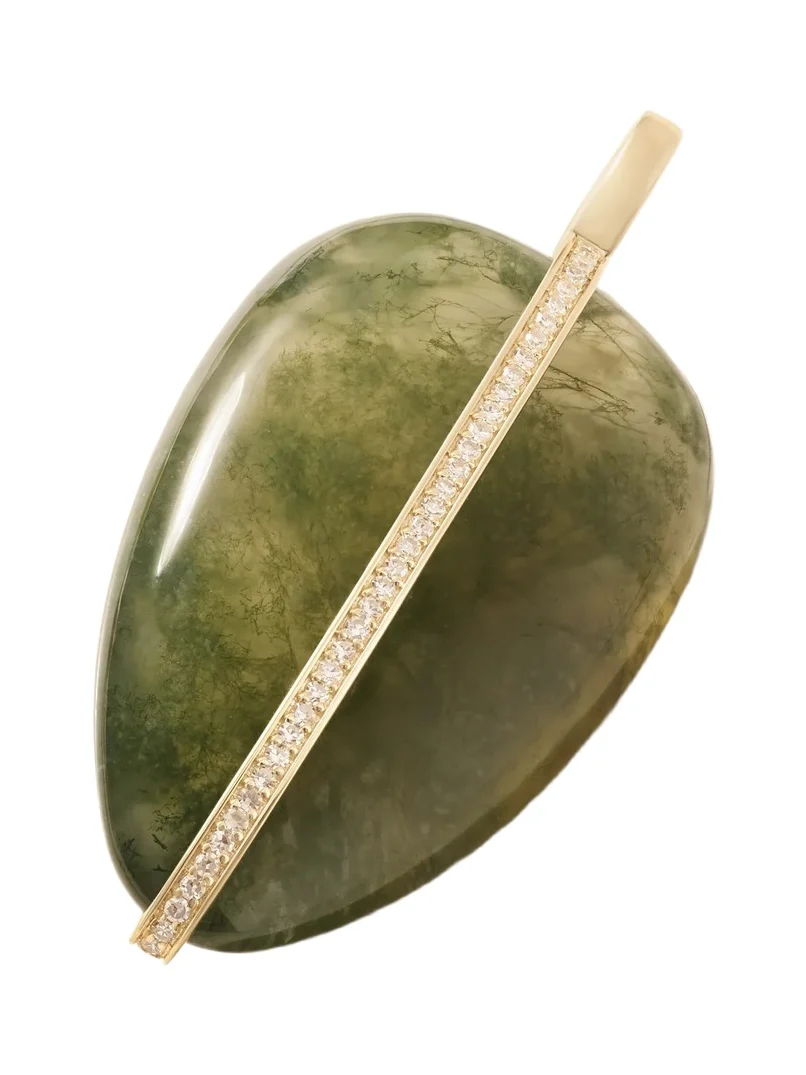 Xl Pebble 14-karat Recycled Gold, Diamond And Agate Pendant - Green Xl Pebble 14-karat Recycled Gold, Diamond And Agate Pendant - Green