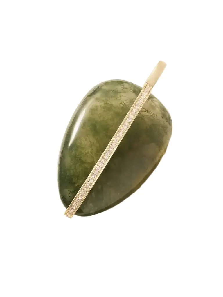 Xl Pebble 14-karat Recycled Gold, Diamond And Agate Pendant - Green