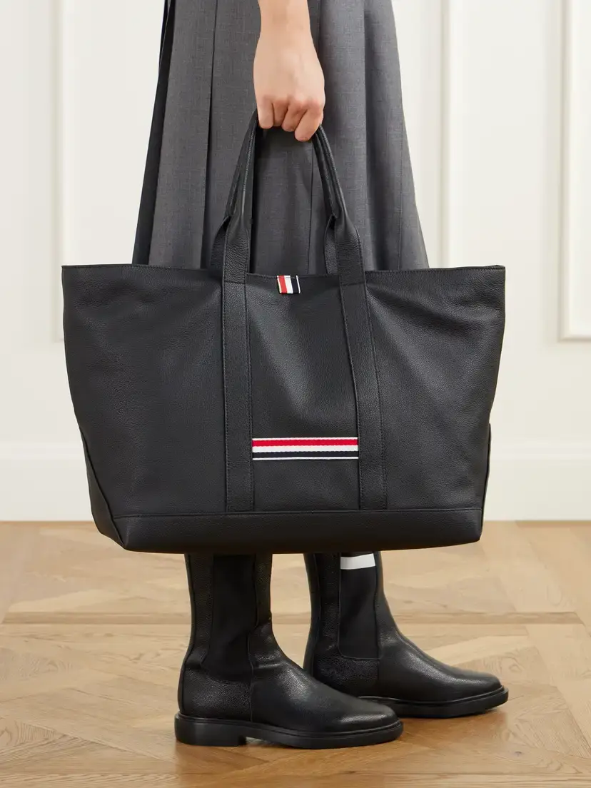 Thom Browne Tool Striped Grosgrain-trimmed Full-grain Leather Tote | Thumbnail 2