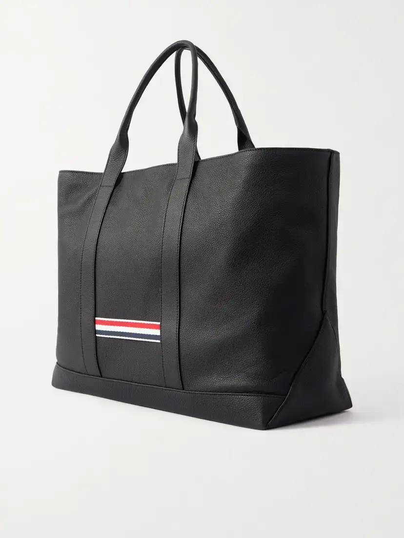 Thom Browne Tool Striped Grosgrain-trimmed Full-grain Leather Tote | Thumbnail 4
