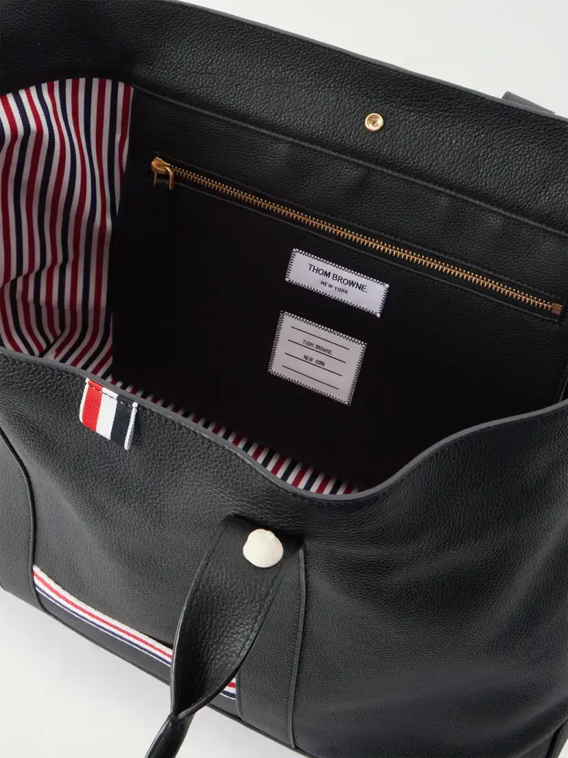 Thom Browne Tool Striped Grosgrain-trimmed Full-grain Leather Tote | Thumbnail 6