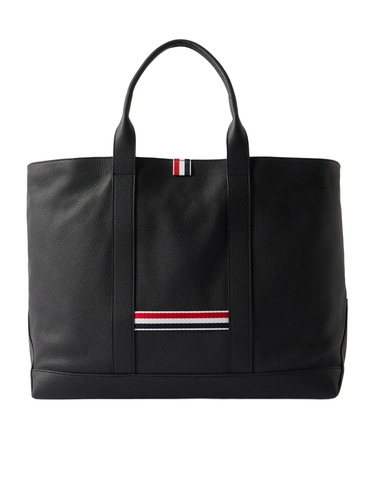 Thom Browne Tool Striped Grosgrain-trimmed Full-grain Leather Tote