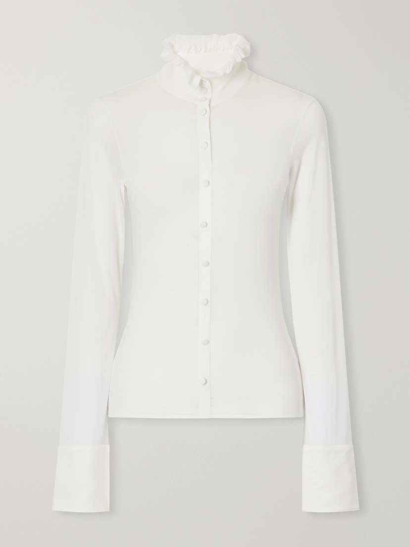 Etilda Ruffled Stretch-jersey Blouse Etilda Ruffled Stretch-jersey Blouse