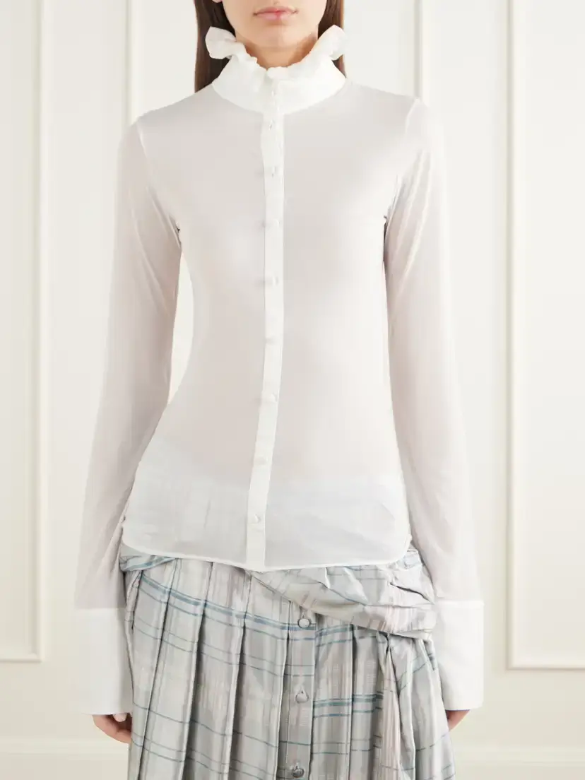 Acne Studios Etilda Ruffled Stretch-jersey Blouse | Thumbnail 3 Acne Studios Etilda Ruffled Stretch-jersey Blouse | Thumbnail 3