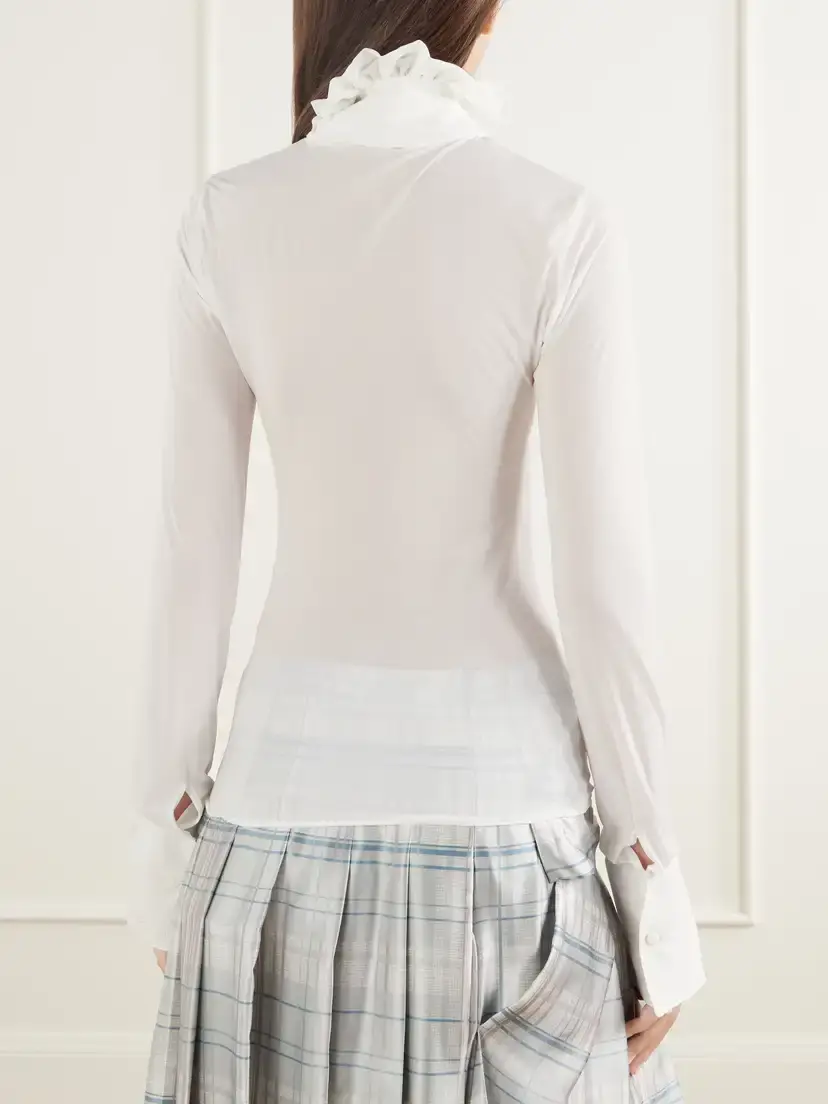 Acne Studios Etilda Ruffled Stretch-jersey Blouse | Thumbnail 4 Acne Studios Etilda Ruffled Stretch-jersey Blouse | Thumbnail 4