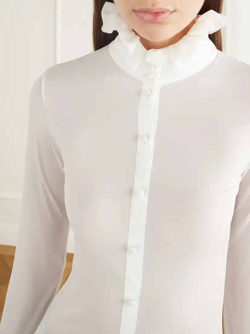 Acne Studios Etilda Ruffled Stretch-jersey Blouse | Thumbnail 5 Acne Studios Etilda Ruffled Stretch-jersey Blouse | Thumbnail 5