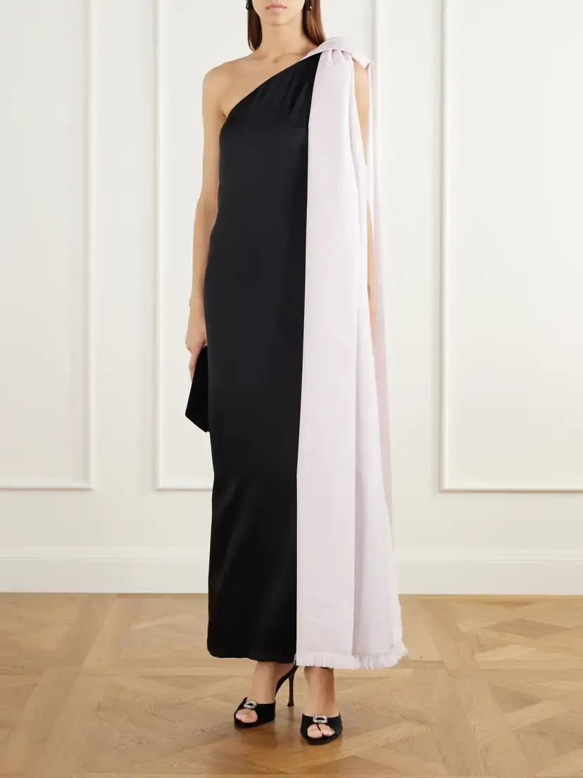 BERNADETTE Ross Two-tone One-shoulder Satin Gown | Thumbnail 2