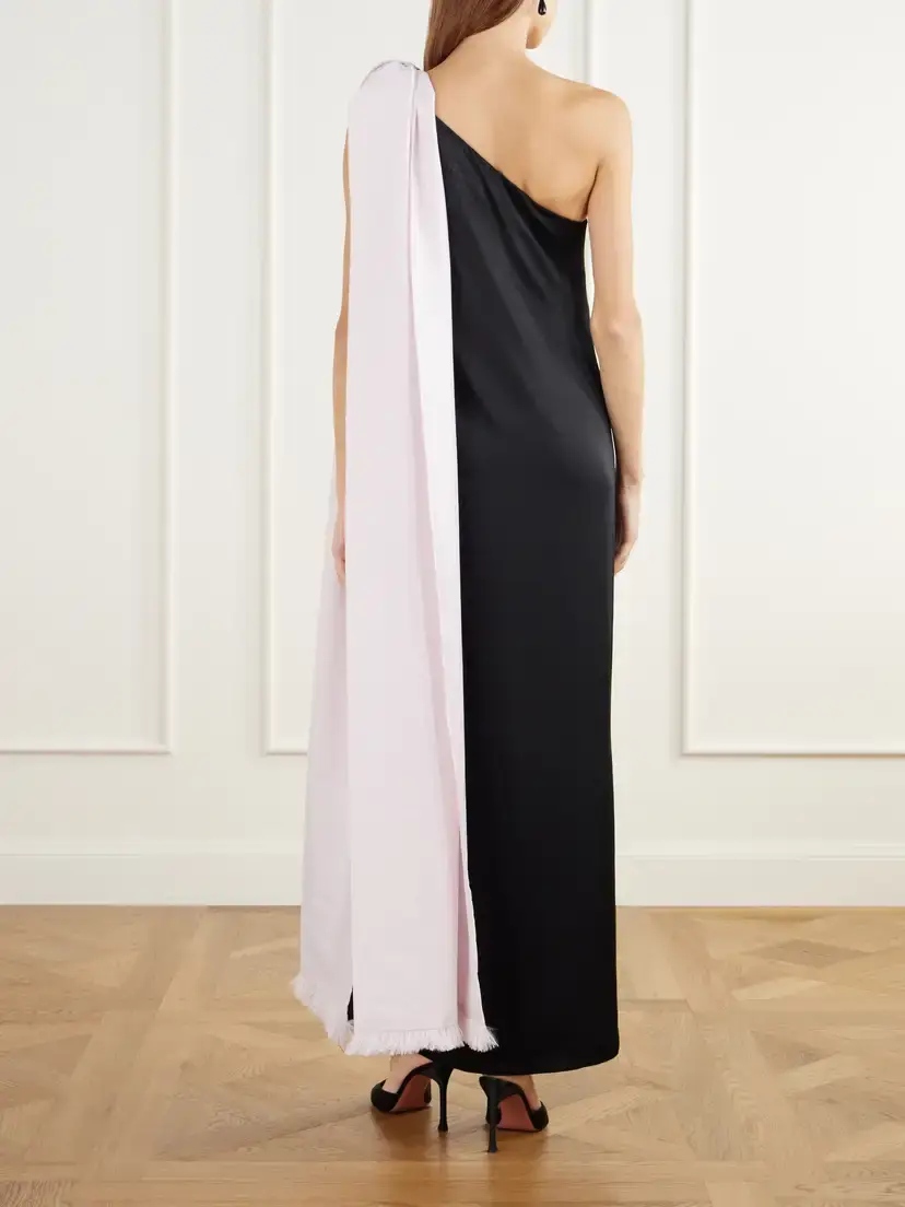 BERNADETTE Ross Two-tone One-shoulder Satin Gown | Thumbnail 3