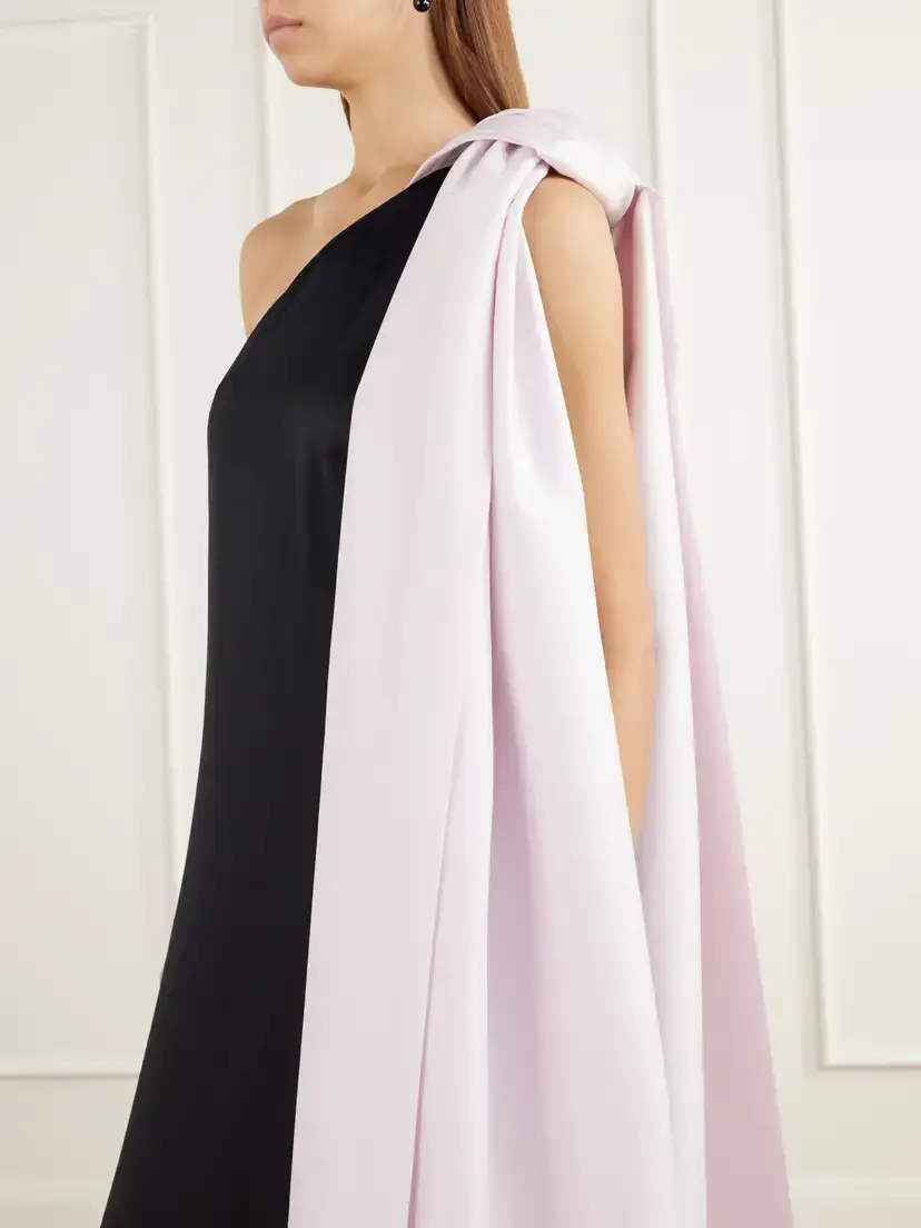 BERNADETTE Ross Two-tone One-shoulder Satin Gown | Thumbnail 5