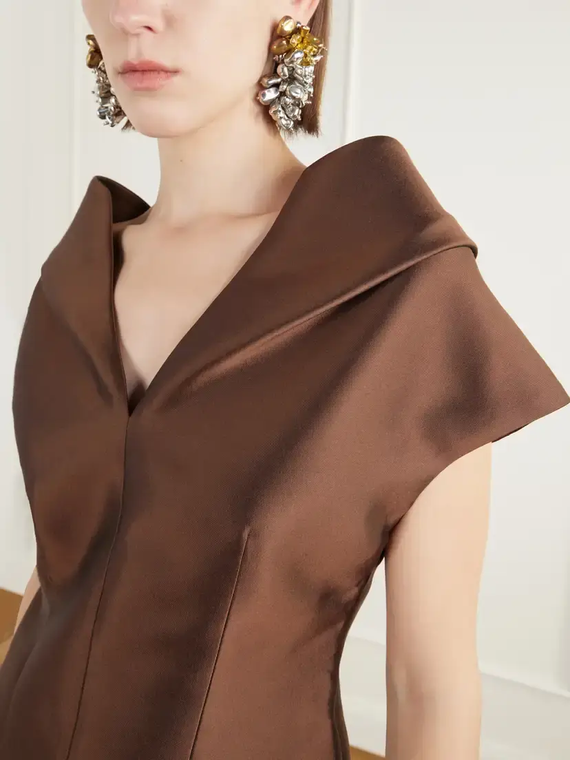 Christopher John Rogers Pleated Darted Silk And Wool-blend Twill Top | Thumbnail 4 Christopher John Rogers Pleated Darted Silk And Wool-blend Twill Top | Thumbnail 4