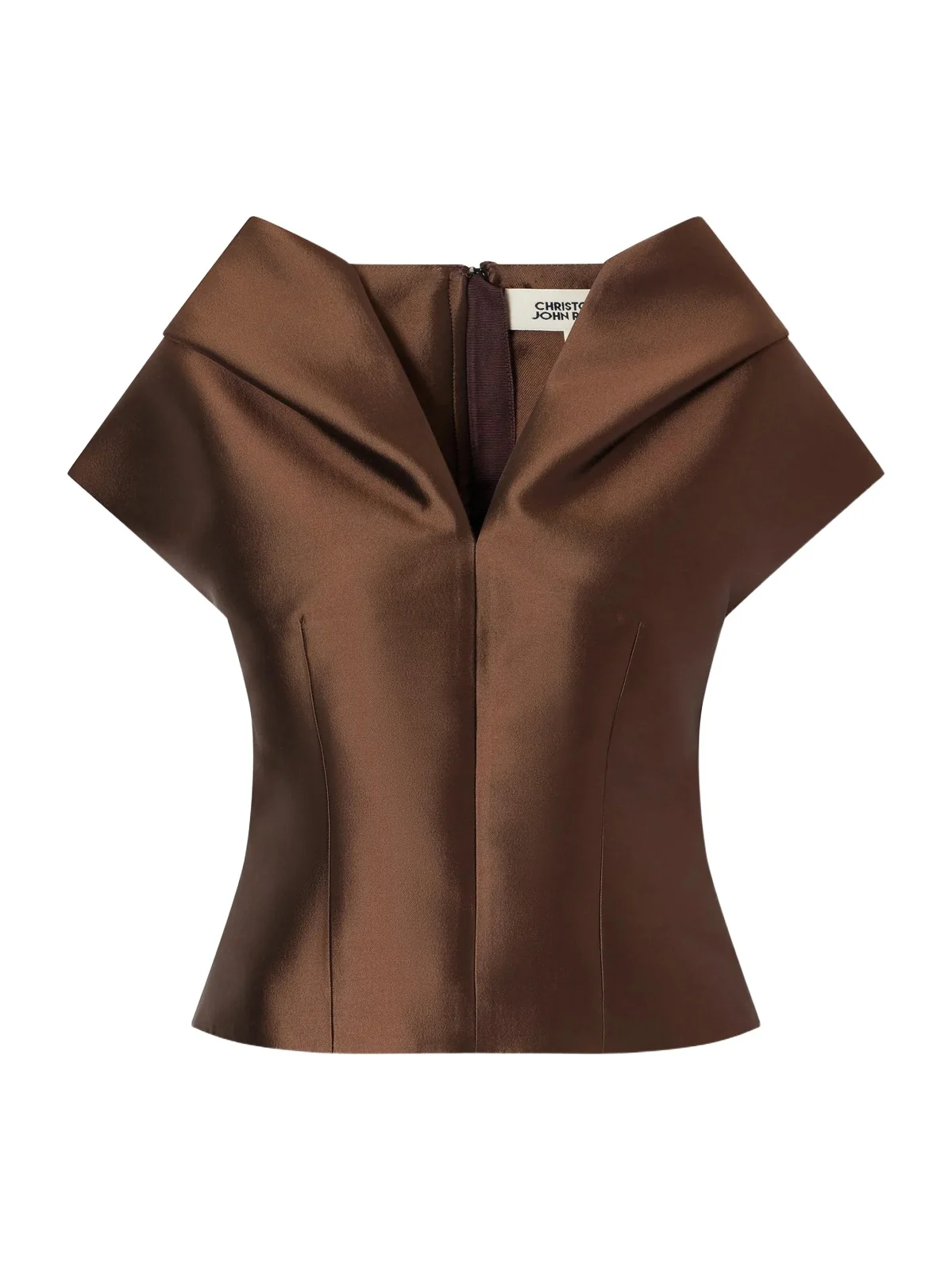 Christopher John Rogers Pleated Darted Silk And Wool-blend Twill Top