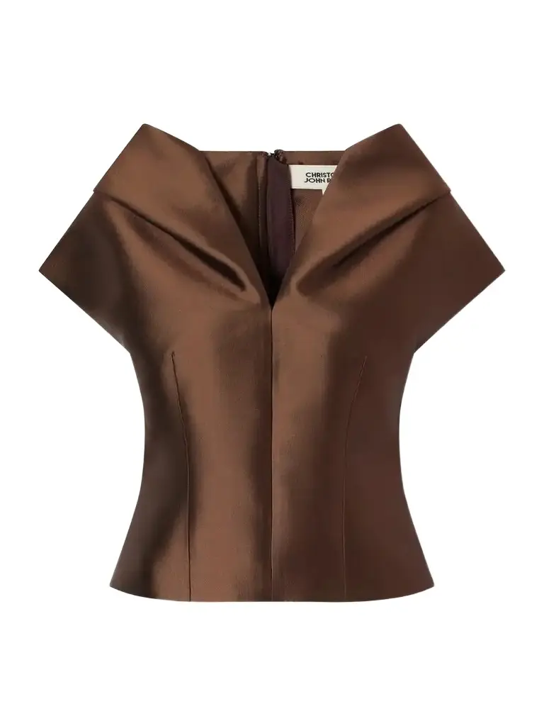 Pleated Darted Silk And Wool-blend Twill Top Pleated Darted Silk And Wool-blend Twill Top