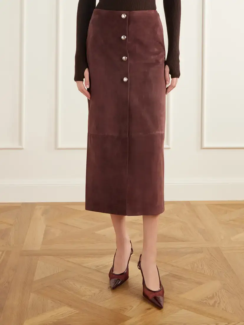 Altuzarra Pinkard Paneled Suede Midi Skirt | Thumbnail 3