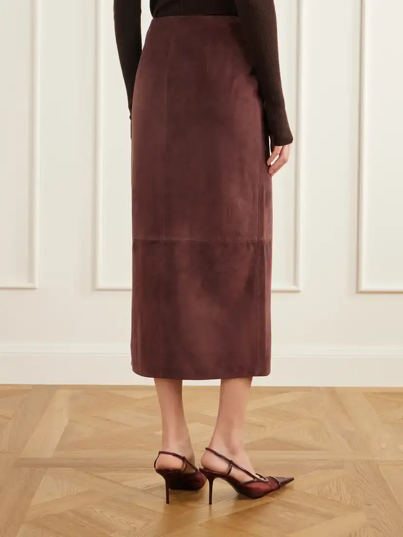 Altuzarra Pinkard Paneled Suede Midi Skirt | Thumbnail 4
