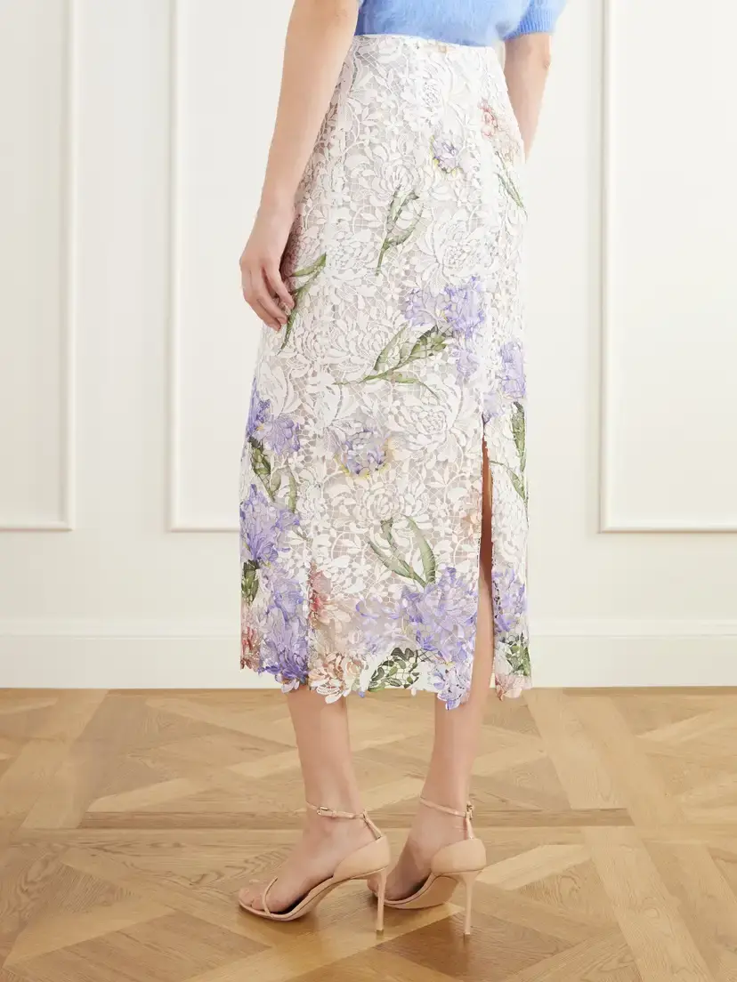 Oscar de la Renta Floral-print Scalloped Guipure-lace Midi Skirt | Thumbnail 4 Oscar de la Renta Floral-print Scalloped Guipure-lace Midi Skirt | Thumbnail 4