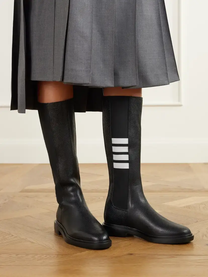 Thom Browne Striped Full-grain Leather Knee Boots | Thumbnail 2 Thom Browne Striped Full-grain Leather Knee Boots | Thumbnail 2