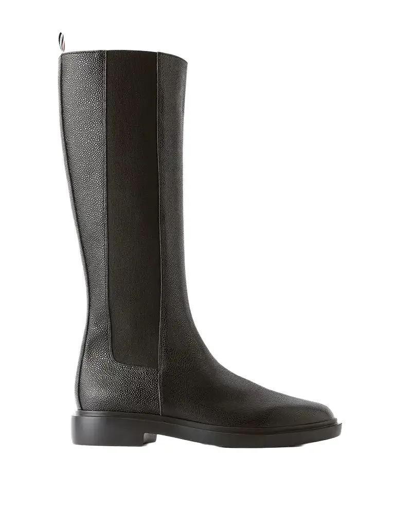 Thom Browne Striped Full-grain Leather Knee Boots