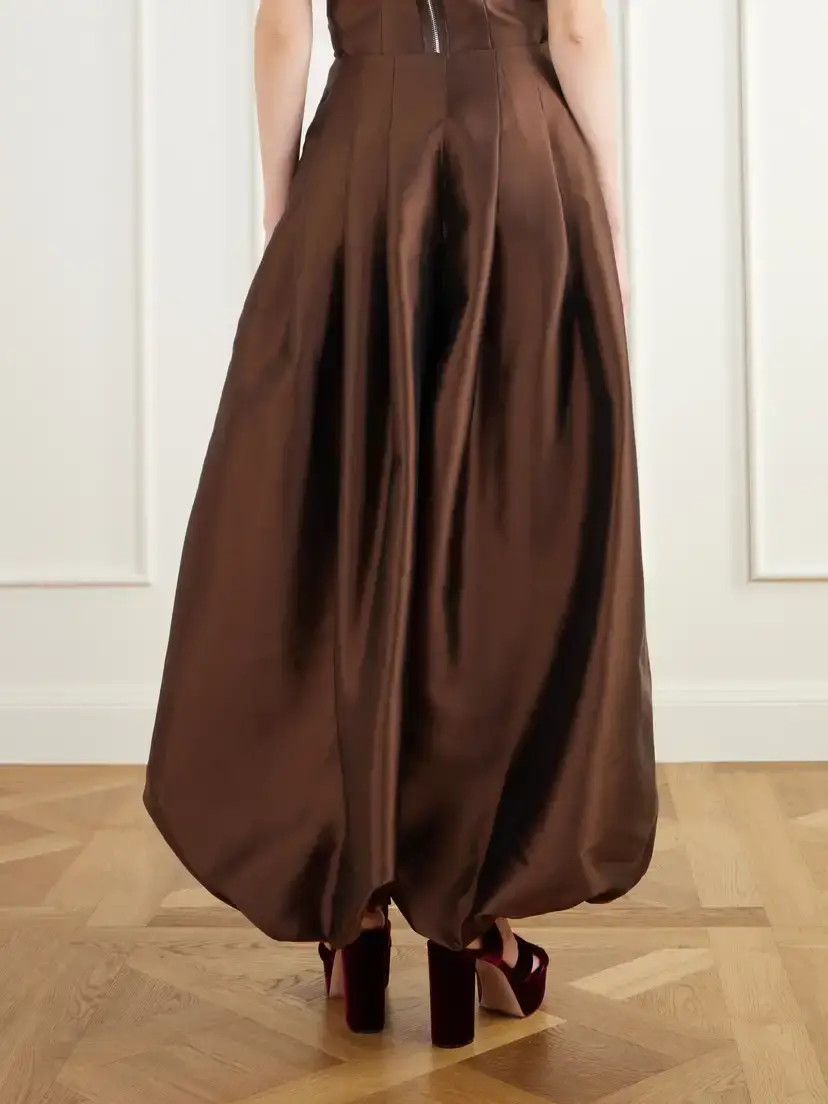 Christopher John Rogers Pleated Silk And Wool-blend Satin Wide-leg Pants | Thumbnail 4 Christopher John Rogers Pleated Silk And Wool-blend Satin Wide-leg Pants | Thumbnail 4