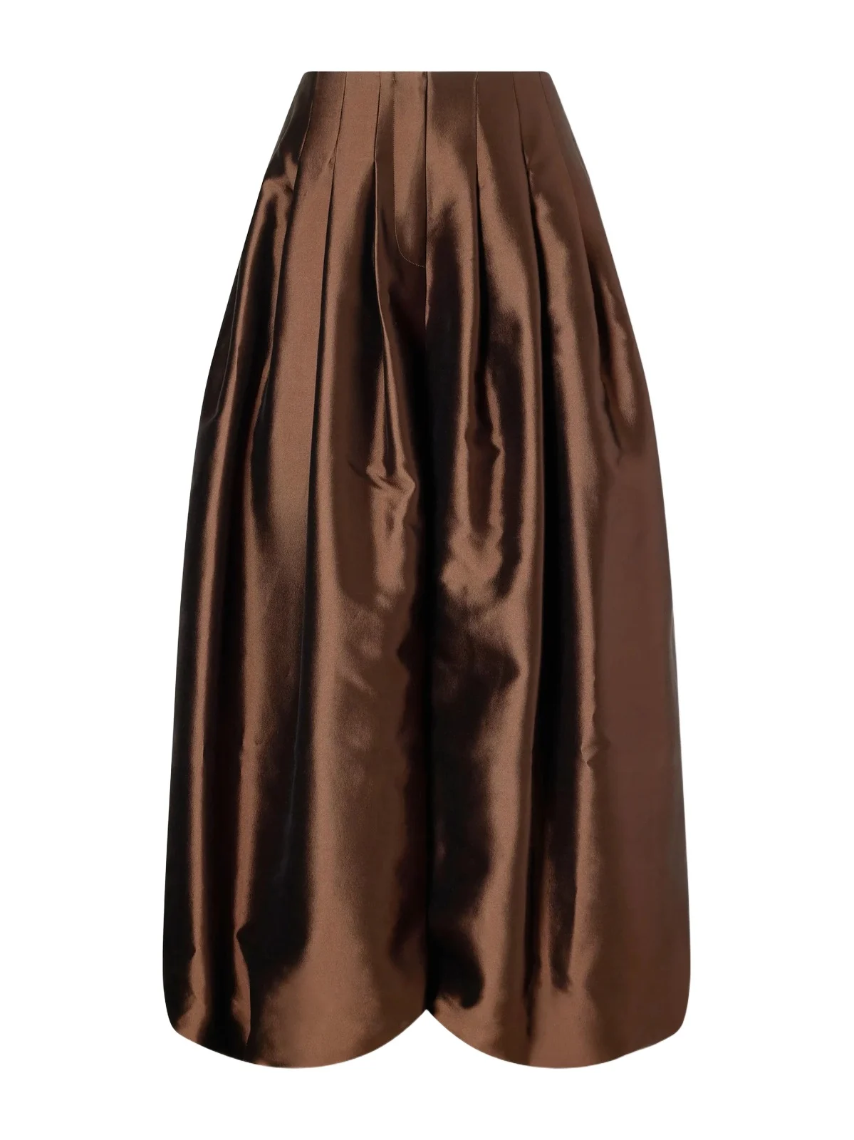 Pleated Silk And Wool-blend Satin Wide-leg Pants Pleated Silk And Wool-blend Satin Wide-leg Pants