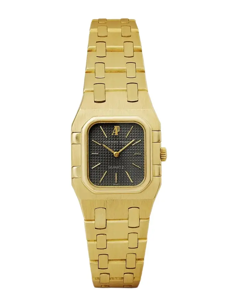 Stephanie Windsor + Audemars Piguet Vintage 1980s Royal Oak Cube Mini Quartz-movement 18-karat Gold Watch (6.25'' Wrist)