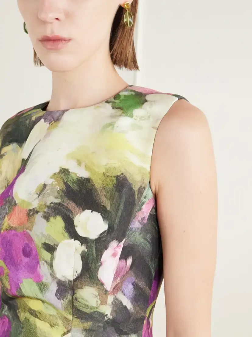 Oscar de la Renta Darted Floral-print Faille Midi Dress | Thumbnail 4 Oscar de la Renta Darted Floral-print Faille Midi Dress | Thumbnail 4