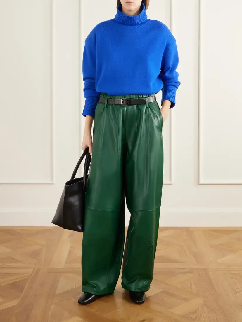 The Frankie Shop Oakdale Paneled Leather Wide-leg Pants | Thumbnail 2 The Frankie Shop Oakdale Paneled Leather Wide-leg Pants | Thumbnail 2