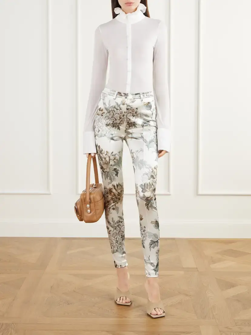 Acne Studios Floral-print Satin Skinny-leg Pants | Thumbnail 2