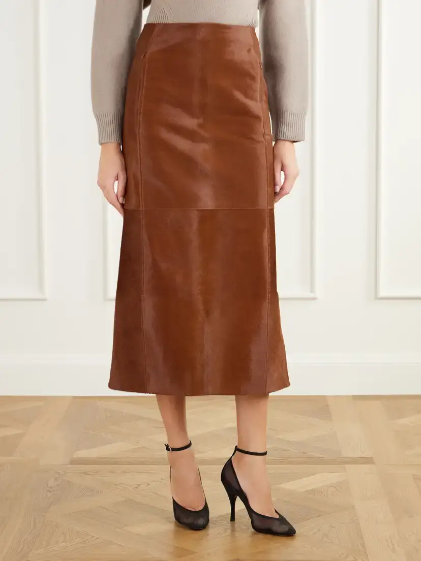 Alaïa Paneled Calf-hair Midi Skirt | Thumbnail 3 Alaïa Paneled Calf-hair Midi Skirt | Thumbnail 3