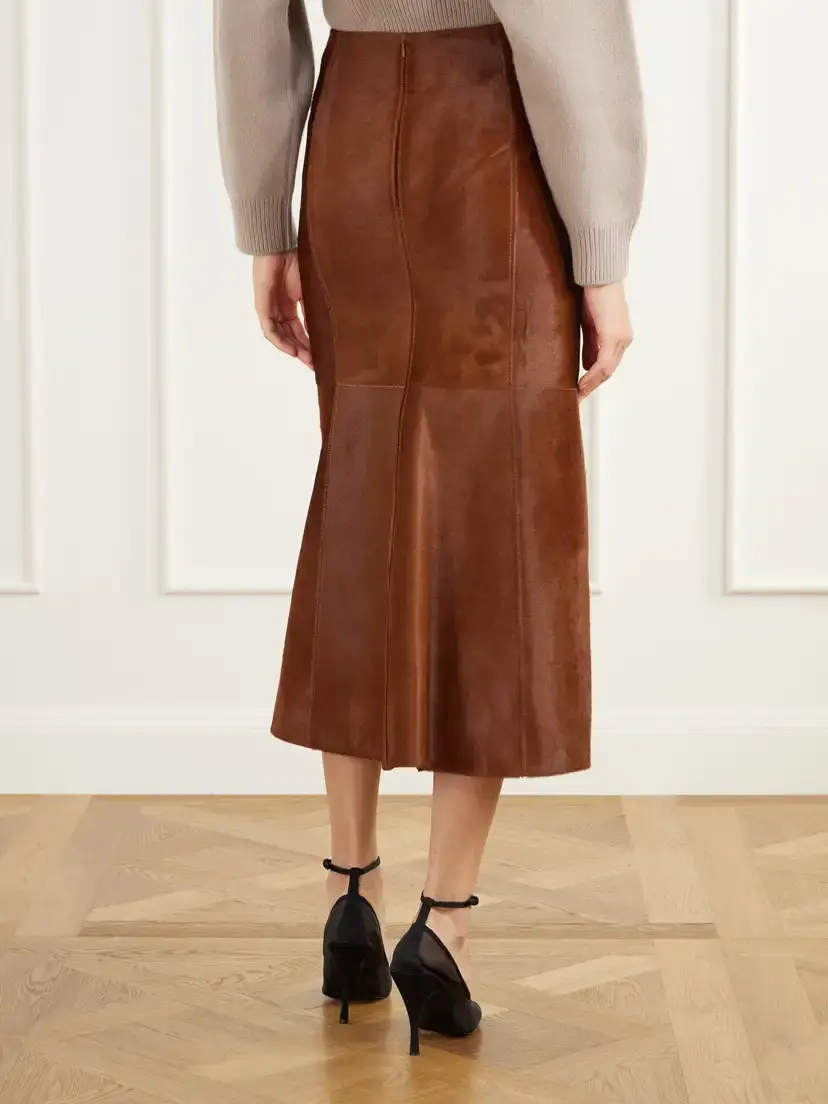 Alaïa Paneled Calf-hair Midi Skirt | Thumbnail 4 Alaïa Paneled Calf-hair Midi Skirt | Thumbnail 4