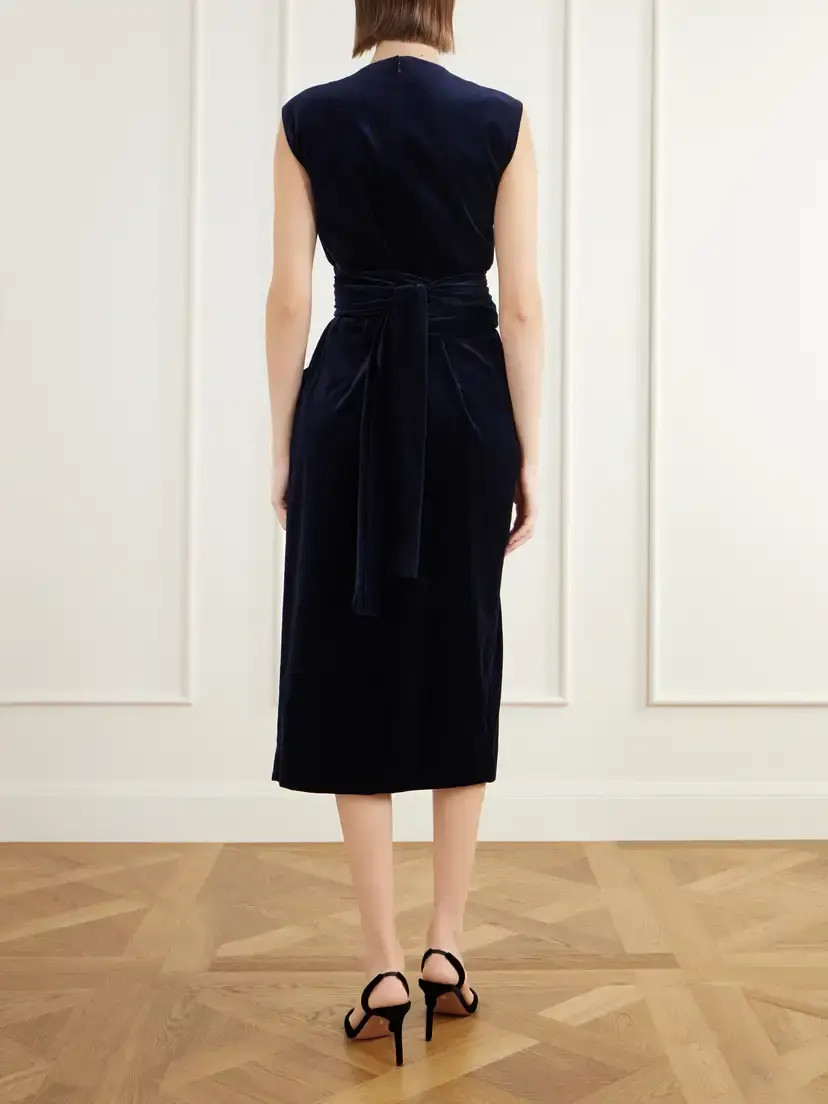 Altuzarra Tippi Gathered Cotton-blend Velvet Midi Dress | Thumbnail 3 Altuzarra Tippi Gathered Cotton-blend Velvet Midi Dress | Thumbnail 3