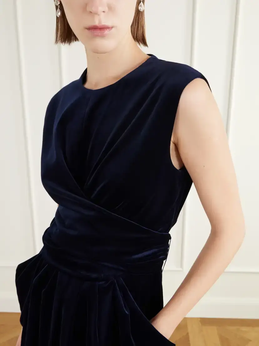 Altuzarra Tippi Gathered Cotton-blend Velvet Midi Dress | Thumbnail 4 Altuzarra Tippi Gathered Cotton-blend Velvet Midi Dress | Thumbnail 4