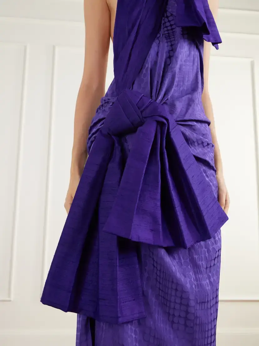 Christopher John Rogers Wiggle Dot Bow-detailed Gathered Jacquard Gown | Thumbnail 5 Christopher John Rogers Wiggle Dot Bow-detailed Gathered Jacquard Gown | Thumbnail 5